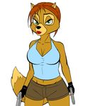  clothing cosplay disney female green_eyes gun katie_dodd lara_croft lips lipstick looking_at_viewer ranged_weapon red_lips shorts solo talespin tomb_raider unknown_artist weapon 