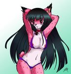  bikini breasts clothing collar feline female hair long_hair looking_at_viewer lynx mammal nipples oyashirothr43 swimsuit yuna 