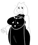  anthro big_breasts black_and_white breasts caprine female goat horn hypnofood mammal monochrome monster smile solo toriel undertale 