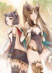  ;o animal_ears backless_outfit bare_back belt breasts brown_eyes brown_hair cape covered_navel covered_nipples detached_sleeves erune granblue_fantasy grey_hair hair_ornament leotard long_hair looking_at_viewer looking_back medium_breasts metera_(granblue_fantasy) mole mole_under_mouth multiple_girls one_eye_closed sakasa_(guranyto) short_hair siblings sideboob sisters small_breasts smile sutera_(granblue_fantasy) thighhighs twintails undressing 