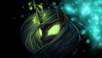  2015 changeling fangs female friendship_is_magic glowing glowing_eyes green_eyes magic my_little_pony portrait queen_chrysalis_(mlp) solo sparks zigword 