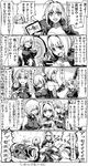  3girls ahoge breasts center_opening check_translation comic fate/apocrypha fate/extra fate/grand_order fate_(series) greyscale highres jeanne_d'arc_(fate) jeanne_d'arc_(fate)_(all) kantai_collection large_breasts long_hair mash_kyrielight monochrome multiple_girls navel nero_claudius_(fate) nero_claudius_(fate)_(all) open_mouth screaming short_hair smile spartacus_(fate) syatey translation_request 