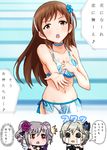  anastasia_(idolmaster) bikini breasts brown_eyes brown_hair comic crying drill_hair idolmaster idolmaster_cinderella_girls kanzaki_ranko long_hair medium_breasts midriff multiple_girls navel nikukyuu_(vento-aureo-giogio) nitta_minami open_mouth project_krone rosenburg_engel short_hair silver_hair swimsuit translated twintails venus_syndrome 