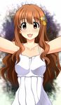  bad_id bad_pixiv_id blush brown_eyes brown_hair dress hair_ornament highres idolmaster idolmaster_cinderella_girls kenken long_hair looking_at_viewer moroboshi_kirari open_mouth pov shine!! sleeveless smile solo star star_hair_ornament 