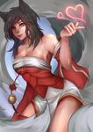  &lt;3 ahri animal_humanoid black_hair canine cleavage clothed clothing female fox fox_humanoid hair heikky hi_res human humanoid hybrid league_of_legends long_hair looking_at_viewer mammal multiple_tails smile solo video_games yellow_eyes 