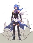  aqua_(kingdom_hearts) blue_eyes blue_hair charles_tan commentary elbow_gloves gloves keyblade kingdom_hearts kingdom_hearts_birth_by_sleep older solo 