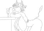  (artwork) alcohol at beverage bovine breasts cattle clothing cocktail digital_media_(artwork) drawing ear_piercing food horn invalid_tag mammal piercing solo swimsuit viewer 