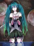  bare_shoulders cupping_hands detached_sleeves green_hair hatsune_miku jewelry kneeling lana_(akhrne) long_hair moon necklace ring skirt solo star twintails very_long_hair vocaloid 