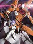  arm_behind_back ayanami_rei bad_id bad_pixiv_id bangs blue_hair bodysuit bracer breasts breasts_apart cable error eva_00 from_above frown full_body gloves hairpods legs_apart lens_flare looking_to_the_side mecha medium_breasts neon_genesis_evangelion nerv nonnani number one-eyed pilot_suit plugsuit rebar red_eyes ruins short_hair sparks standing turtleneck watermark web_address white_bodysuit 