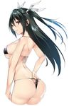  adjusting_clothes adjusting_swimsuit arms_behind_back ass bikini black_hair breasts cropped_legs halter_top halterneck large_breasts long_hair looking_at_viewer mayo_chiki! parted_lips red_eyes ribbon sideboob simple_background smile solo strap_gap suzutsuki_kanade swimsuit thong thong_bikini tomohiro_kai twintails underboob white_background white_ribbon 
