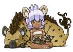  animal_ears bodypaint cub demizu_tatsuya hyena hyena_ears lavender_hair original sitting white_background 