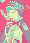  alternate_color bad_id bad_pixiv_id beanie blood bloody_hands dramatical_murder hat licking limited_palette male_focus noiz_(dramatical_murder) palru_s2 solo tongue upper_body 