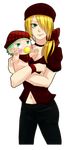  1boy 1girl baby_be&#039;el baby_be'el beelzebub_(manga) blonde_hair breasts green_eyes green_hair hilda_(beelzebub) ponytail 