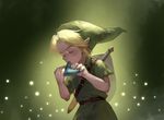  blonde_hair closed_eyes fatlulu_(1008) instrument link male_focus ocarina pointy_ears solo the_legend_of_zelda the_legend_of_zelda:_ocarina_of_time young_link 