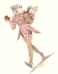  apple armor armored_boots bad_id bad_twitter_id bag bangs bite_mark black_legwear black_panties boots braid bread breastplate breasts dutch_angle eating elfi_(fire_emblem_if) faulds fire_emblem fire_emblem_if food fruit full_armor full_body full_mouth gauntlets grey_hair groceries hair_bun holding holding_food holding_fruit kotetsu_(hiryuunokotetsu) lips looking_to_the_side mandarin_orange medium_breasts panties pauldrons pink_footwear shadow sidelocks silver_hair simple_background solo tomato underwear vegetable walking white_background wrapper 