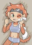  artist_request furry monkey red_hair short_hair sweat sweating towel 