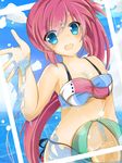  ball beachball blue_eyes little_busters! pink_hair saigusa_haruka solo swimsuit ura_(ura-tennislove) 