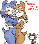  &lt;3 2013 animal_crossing anthro black_nose blue_fur blush breast_squish breasts brown_eyes brown_fur duo_focus english_text fur gloves_(marking) group hedgehog hug labelle labelle_able looking_at_viewer mabel_able mammal markings nintendo nude pcaduck sable_able sibling simple_background sisters smile text video_games white_background 