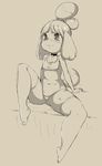  animal_crossing belly bigger_version_at_the_source canine chubby clothing coffeechicken dog female isabelle_(animal_crossing) mammal monochrome nintendo swimsuit video_games 
