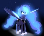  equine female friendship_is_magic glowing_hair horn mammal mediconmontres my_little_pony princess_luna_(mlp) solo winged_unicorn wings 