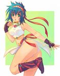  annet_myer bad_id bad_pixiv_id bow el_viento gloves green_hair loincloth meccol ribbon solo 