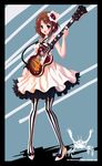  absurdres bad_id bad_pixiv_id brown_eyes brown_hair don't_say_&quot;lazy&quot; guitar highres hirasawa_yui instrument k-on! klamp legs pantyhose short_hair solo striped striped_legwear vertical-striped_legwear vertical_stripes 
