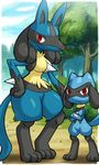  cloud frown lowres lucario pokemon riolu sky smile tree 