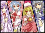  bad_id bad_pixiv_id bat_wings blonde_hair blue_eyes blue_hair braid elehime flandre_scarlet hat highres izayoi_sakuya knife long_hair maid multiple_girls patchouli_knowledge ponytail purple_eyes purple_hair red_eyes remilia_scarlet short_hair side_ponytail silver_hair touhou twin_braids wings 