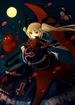  animal_themed_umbrella bad_id bad_pixiv_id black_umbrella blazblue blonde_hair bow dress gii long_hair moon nago ochakai_shin'ya rachel_alucard red_bow red_eyes solo twintails umbrella 