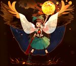  arm_cannon bow brown_hair cape eyes highres long_hair red_eyes reiuji_utsuho revision ribbon solo tcmk touhou weapon wings 