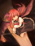  bat_wings book head_wings koakuma kouzilow long_hair red_eyes red_hair solo touhou wings 