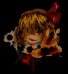  blonde_hair darkness domoko hair_over_one_eye hair_ribbon necktie red_eyes ribbon rumia short_hair solo touhou 