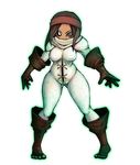  bodysuit boots breasts brown_eyes brown_hair cuchulainn cuchulainn_(cosplay) dark-skinned_female dark_skin dark_skinned_female female final_fantasy final_fantasy_tactics full_body gloves gradient gradient_background headband rapha_galthena short_hair solo tun white_background 