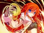  bad_id bad_pixiv_id blue_eyes breasts earrings energy_ball gloves jacket jewelry long_hair magic midriff murasa_kisanagi open_clothes open_jacket pointy_ears red_hair rune_factory rune_factory_3 solo toona 