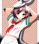  anchor ayase_midori black_hair green_eyes hat murasa_minamitsu sailor sailor_collar sailor_hat short_hair solo touhou 