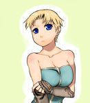  alternate_hairstyle bad_id bad_pixiv_id bare_shoulders blonde_hair blue_eyes body_blush breasts cleavage final_fantasy final_fantasy_tactics fingerless_gloves gloves large_breasts monk_(fft) short_hair solo tsukudani_(coke-buta) 