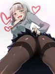  1girl anna_nishikinomiya artist_request ass blush breasts cleavage heart hearts looking_back pantyhose pussy school_uniform shimoneta_to_iu_gainen_ga_sonzai_shinai_taikutsu_na_sekai skirt smile solo 