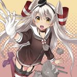  amatsukaze_(kantai_collection) brown_eyes dress gloves hairband kantai_collection kgr long_hair rensouhou-kun sailor_dress silver_hair two_side_up 