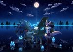  ambiguous_gender canine chair claws cloud crystal duo eyes_closed fur hair lucario mammal meteor moon music musical_instrument night nintendo nongqiling outside piano playing_music pok&eacute;mon red_eyes reflection shadow sheet_music shiny_pok&eacute;mon sitting sky smile star tree video_games zoroark 