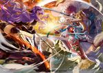  ass axe camilla_(fire_emblem_if) dragon feathers fire_emblem fire_emblem_cipher fire_emblem_if gloves hair_over_one_eye hinoka_(fire_emblem_if) lance long_hair marzia_(fire_emblem_if) mayo_(becky2006) multiple_girls official_art pegasus pegasus_knight polearm purple_hair red_hair weapon wyvern 