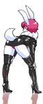  anthro bent_over boots breasts butt clothing female footwear high_heels kazuhiro lagomorph legwear looking_at_viewer looking_back mammal panties panty_shot presenting presenting_hindquarters rabbit simple_background skirt smile solo thigh_high_boots underwear white_background 