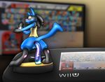  2015 amiibo balls black_fur blue_fur blush bros butt chronowolf_(artist) controller dude fur hi_res lucario male nintendo paws penetration pok&eacute;mon pole shocked smash ssb super_smash_bros surprise television tentacles translucent video_games wii_u wiiu 