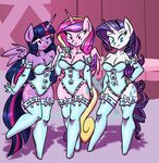  2015 anthro anthrofied blue_eyes bow cleavage clothed clothing cutie_mark danmakuman elbow_gloves equine female friendship_is_magic gloves group horn legwear lingerie mammal my_little_pony ponyguy67 princess_cadance_(mlp) purple_eyes rarity_(mlp) stockings twilight_sparkle_(mlp) unicorn winged_unicorn wings 