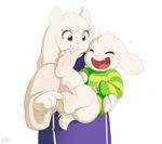  :3 asriel_dreemurr barefoot caprine carrying clothing colored cute eyes_closed female fur goat horn laugh male mammal monster mother mother_and_son open_mouth parent smile son tickling toriel undertale white_fur zonkpunch 