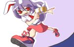  animal_ears bunny_ears gun kapiten70 long_hair mask neck necktie parody purple_hair red_eyes reisen_udongein_inaba running shirt shoes solo splatoon_(series) splatoon_1 touhou weapon 