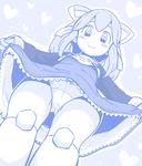  bad_id bad_pixiv_id blush done_(donezumi) from_below heart looking_at_viewer looking_down mecha_musume monochrome panties pantyshot rockman roll smile solo underwear upskirt 
