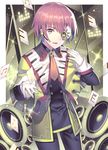  bad_id bad_pixiv_id beamed_eighth_notes beamed_sixteenth_notes card eighth_note fukase gloves headset highres male_focus monocle musical_note original piano_keys piano_print red_eyes red_hair smile solo touwa_nikuman treble_clef vocaloid white_gloves 