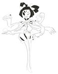  anthro arachnid arthropod black_eyes black_hair blush clothing croissant cupcake dress fangs female food hair hair_bow htromak monochrome muffet multi_limb multiple_eyes plate smile solo spider tea_cup tea_pot undertale 