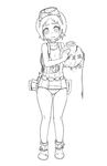  bad_id bad_pixiv_id blush choker diving_mask_on_head done_(donezumi) greyscale kantai_collection looking_at_viewer maru-yu_(kantai_collection) monochrome one-piece_swimsuit short_hair solo swimsuit tears 