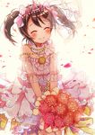  1girl ^_^ black_hair blush eyes_closed flower love_live!_school_idol_project niwasane_(saneatsu03) royal royalty smile twintails wedding yazawa_nico 
